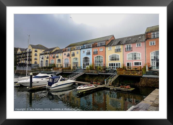 Homes facing the Marina  Framed Mounted Print by Jane Metters