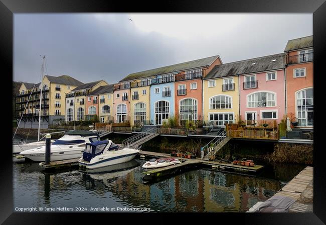 Homes facing the Marina  Framed Print by Jane Metters