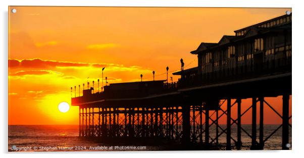 Paignton Pier Sunrise Acrylic by Stephen Hamer