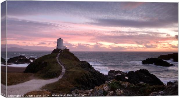 Twr Mawr Lighthouse Canvas Print by Jules Taylor