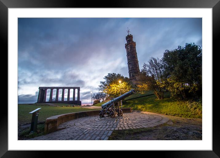 Calton Hill Monuments Framed Mounted Print by Apollo Aerial Photography