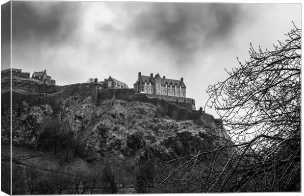 Edinburgh Castle Black and White Canvas Print by Apollo Aerial Photography
