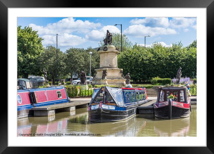 Boats moored in Stratford upon Avon Framed Mounted Print by Keith Douglas