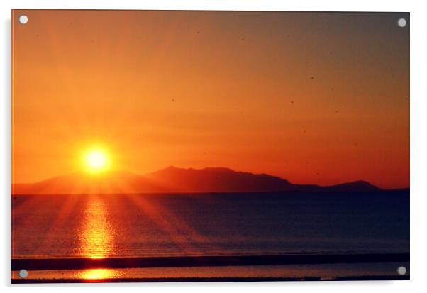 Arran mountain sunset Acrylic by Allan Durward Photography