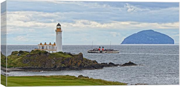 Turnberry lighthouse and Ailsa Craig, PS Waverley Canvas Print by Allan Durward Photography