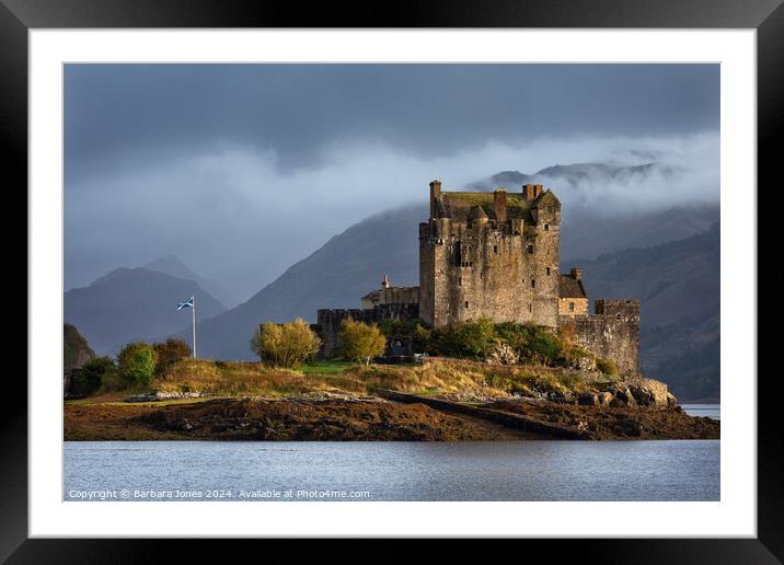 Eilean Donan Castle Misty Hills Loch Duich Scotlan Framed Mounted Print by Barbara Jones