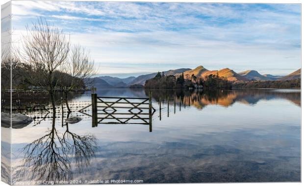 Derwent Water Morning Light on Catbells Reflection Canvas Print by Craig Yates