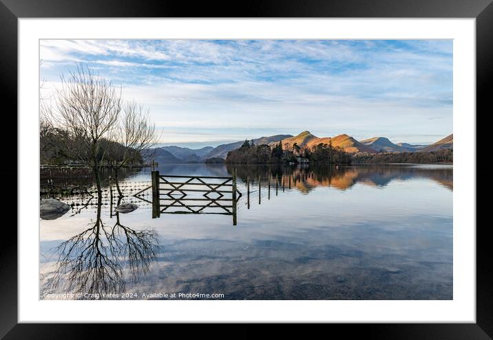 Derwent Water Morning Light on Catbells Reflection Framed Mounted Print by Craig Yates