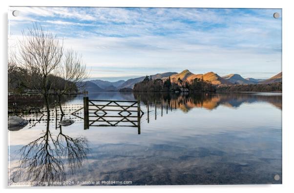 Derwent Water Morning Light on Catbells Reflection Acrylic by Craig Yates