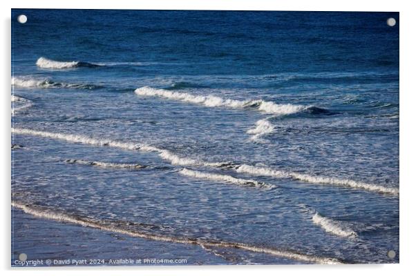 Breaking Waves Cornwall  Acrylic by David Pyatt