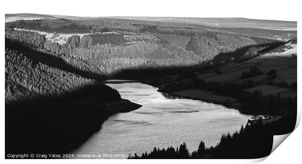 Ladybower Reservoir Black and White. Print by Craig Yates