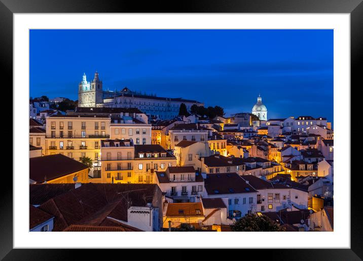 Lisbon by Night in Portugal Framed Mounted Print by Artur Bogacki