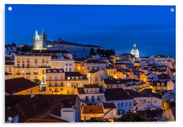 Lisbon by Night in Portugal Acrylic by Artur Bogacki