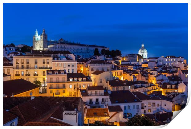 Lisbon by Night in Portugal Print by Artur Bogacki
