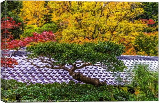 Colorful Tree Fall Leaves Tofuku-Ji Zen Buddhist Temple Kyoto Ja Canvas Print by William Perry
