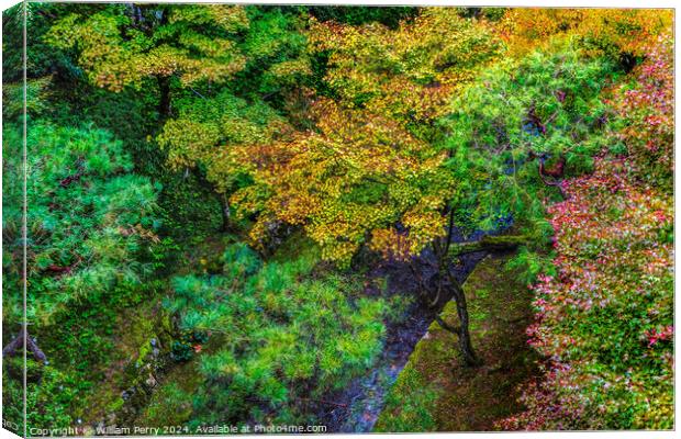 Colorful Trees Fall Leaves Tofuku-Ji Zen Buddhist Temple Kyoto J Canvas Print by William Perry
