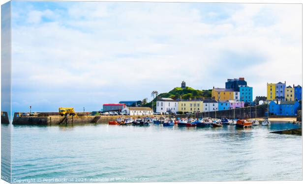 Colourful Tenby Harbour in Pembrokeshire Wales Canvas Print by Pearl Bucknall