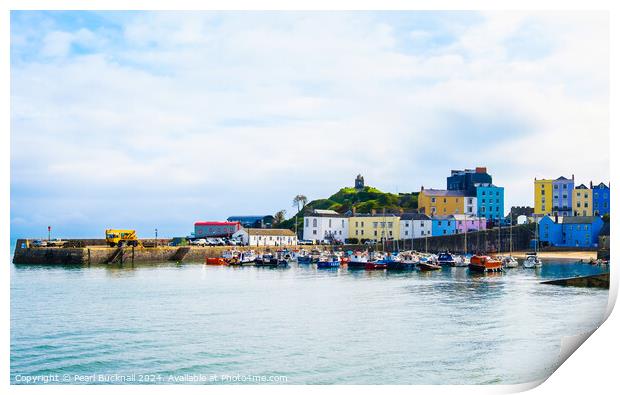Colourful Tenby Harbour in Pembrokeshire Wales Print by Pearl Bucknall