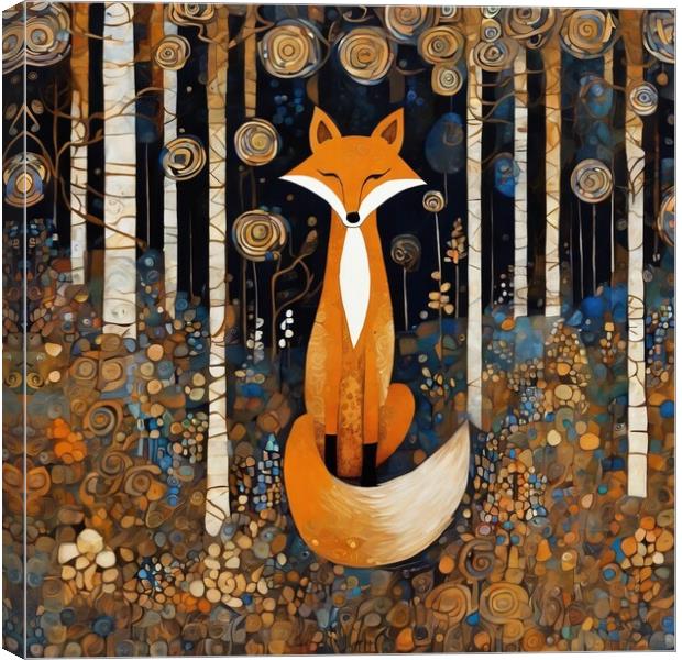 Fox In The Forest Canvas Print by Anne Macdonald