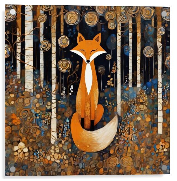 Fox In The Forest Acrylic by Anne Macdonald