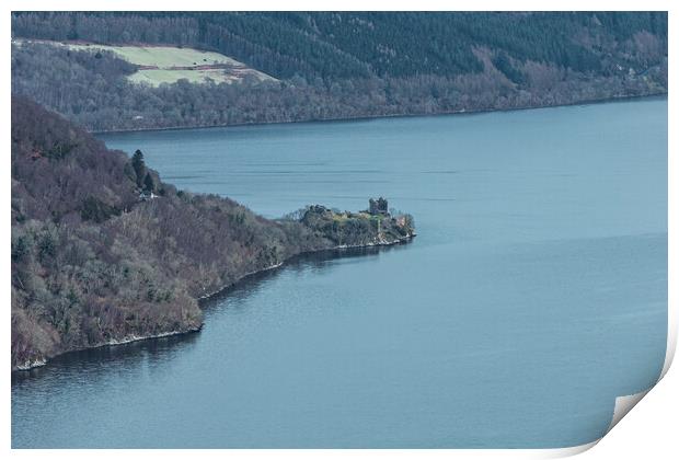 Urquhart Castle on Loch Ness Print by Apollo Aerial Photography