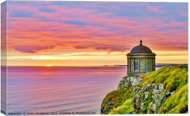 Mussenden Temple Sunrise Canvas Print by ANDY MORROW