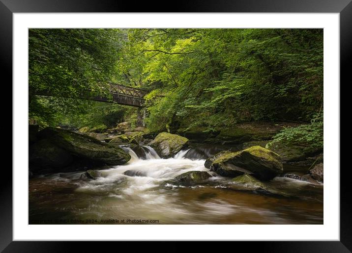 Bridge over West Lyn River, Lynmouth, Devon, UK Framed Mounted Print by Paul Edney