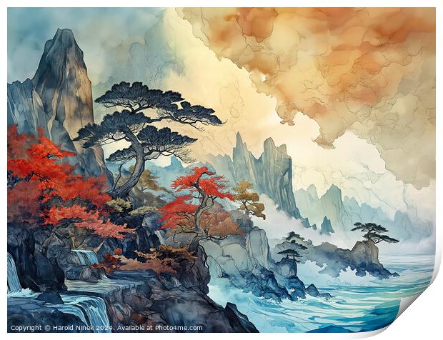 Japanese Shores Print by Harold Ninek