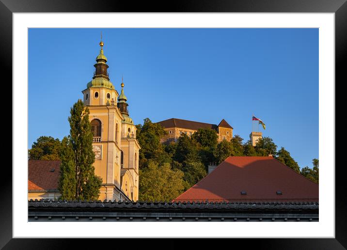 Ljubljana Castle And Cathedral Framed Mounted Print by Artur Bogacki