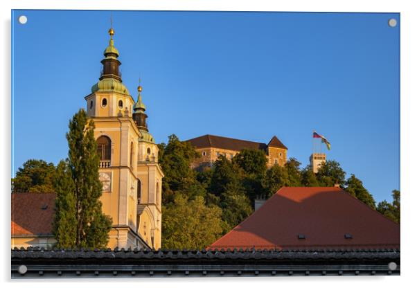 Ljubljana Castle And Cathedral Acrylic by Artur Bogacki