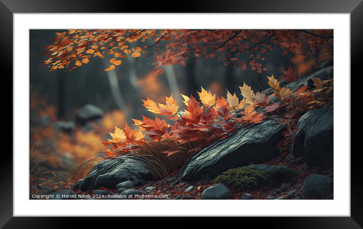 Autumn in the Forest Framed Mounted Print by Harold Ninek
