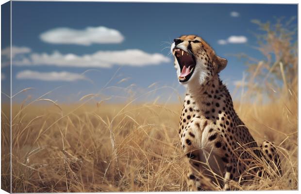 Cheetah Yawning Canvas Print by Picture Wizard