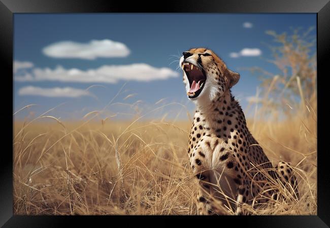 Cheetah Yawning Framed Print by Picture Wizard