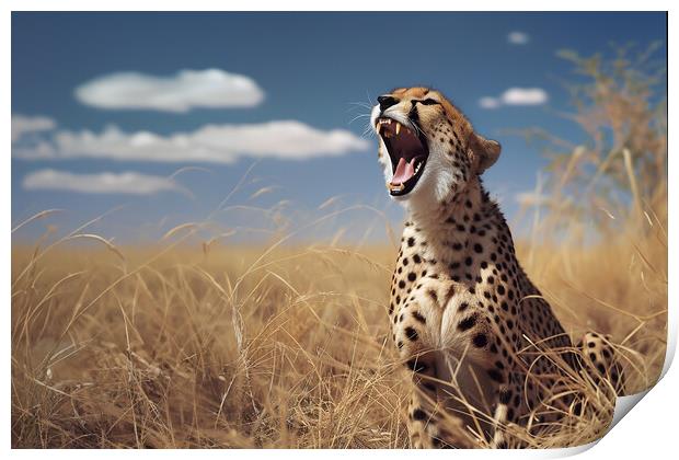 Cheetah Yawning Print by Picture Wizard