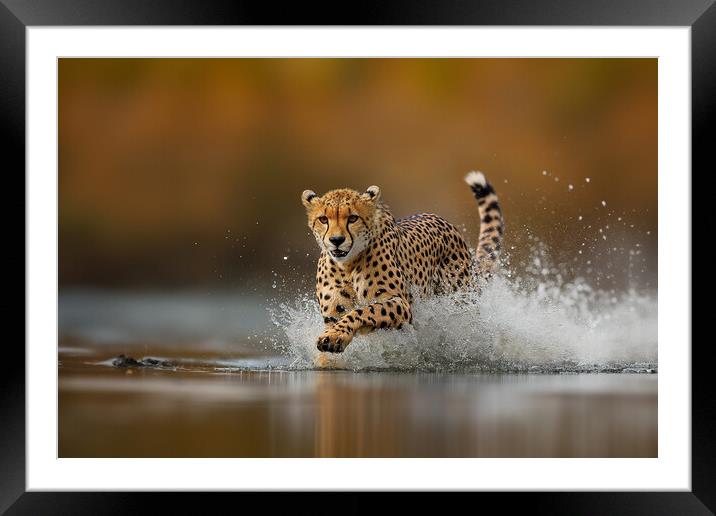Cheetah Running Framed Mounted Print by Picture Wizard