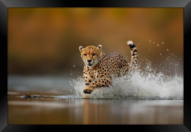 Cheetah Running Framed Print by Picture Wizard