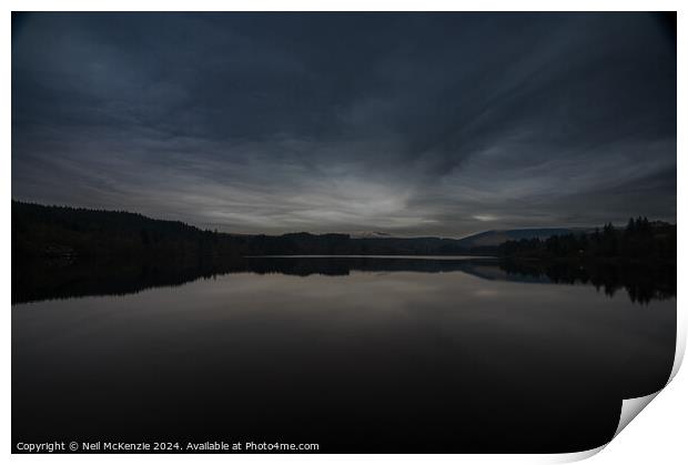 Sunset over a the lake in Brecon Beacons  Print by Neil McKenzie