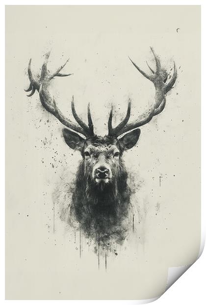 Charcoal Stag Print by Picture Wizard