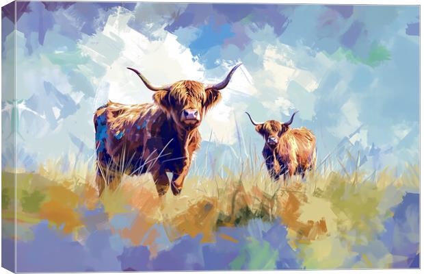 Highland Cows Canvas Print by Picture Wizard