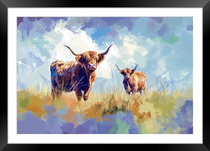 Highland Cows Framed Mounted Print by Picture Wizard
