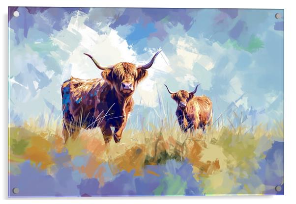 Highland Cows Acrylic by Picture Wizard