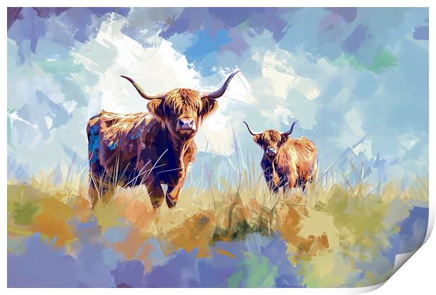 Highland Cows Print by Picture Wizard