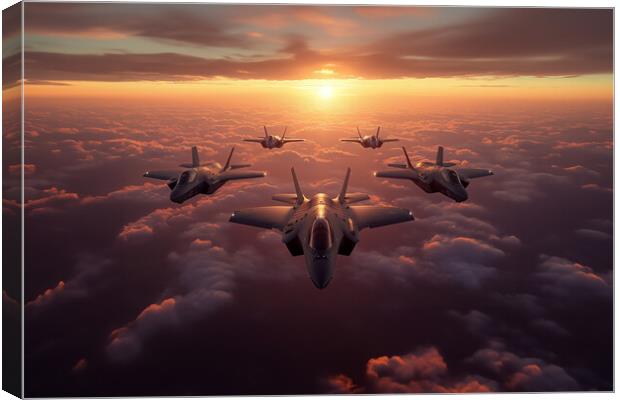 F35 Stealth Planes Canvas Print by Picture Wizard