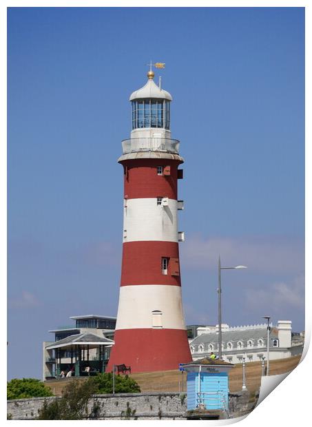 Lighthouse on Plymouth Hoe Print by Bryan 4Pics