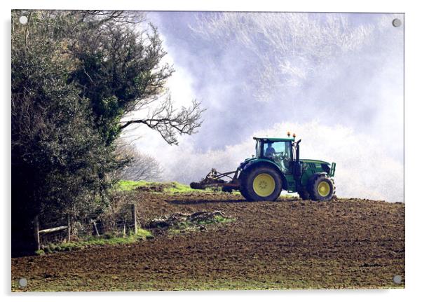 Tractor on Farm Acrylic by Bryan 4Pics