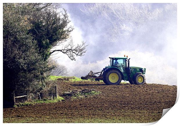 Tractor on Farm Print by Bryan 4Pics