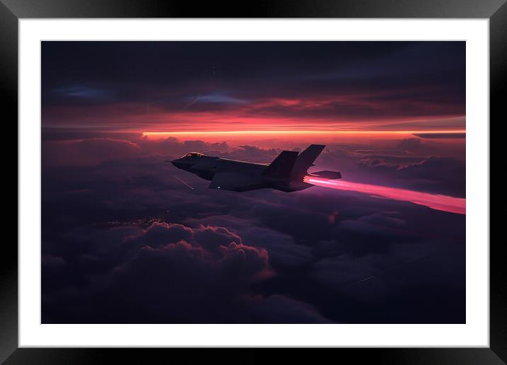F35A Lightning sunset Framed Mounted Print by Picture Wizard