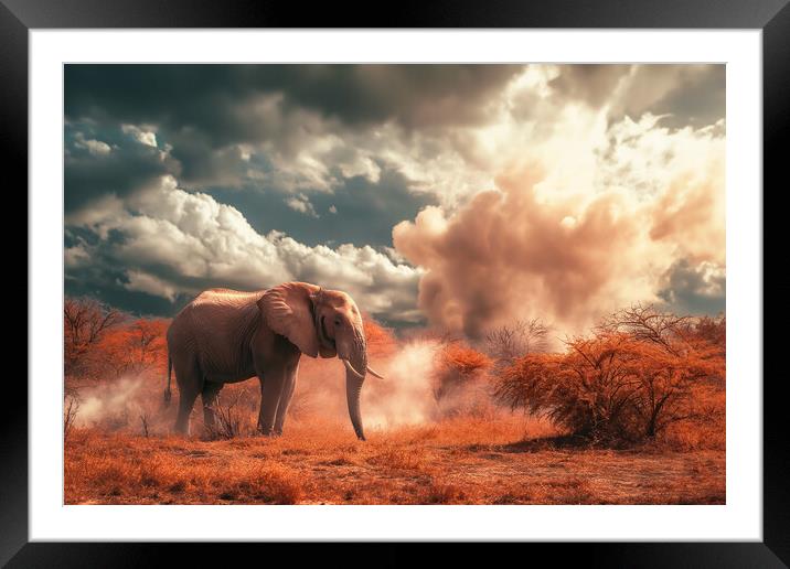 Dusty Elephant Framed Mounted Print by Picture Wizard