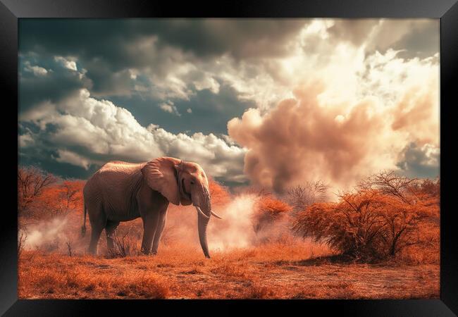 Dusty Elephant Framed Print by Picture Wizard