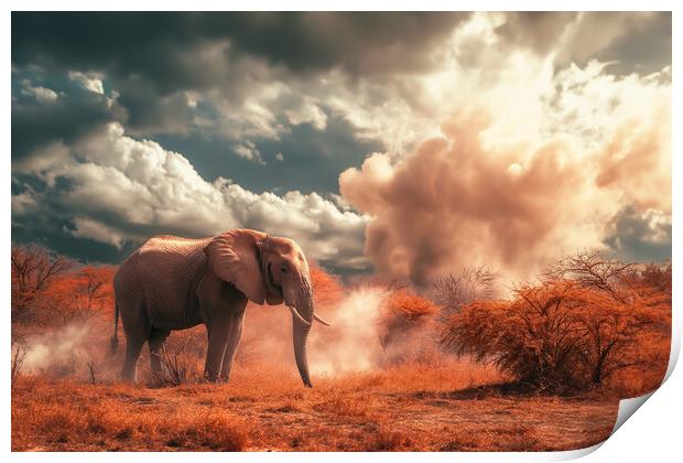 Dusty Elephant Print by Picture Wizard